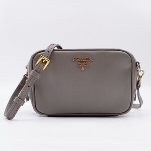 Prada Taupe Crossbody Bag with Gold Accents